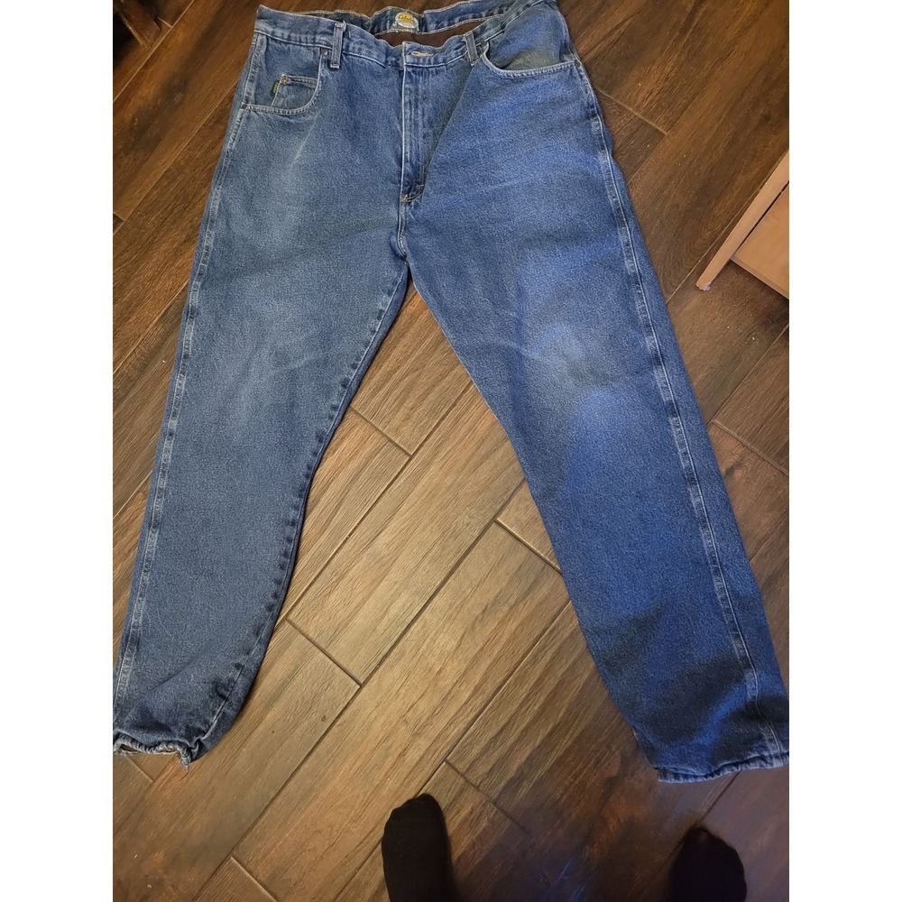 Cabelas Mens Fleece Lined Denim Jeans Blue Straight Leg Hunting Fishin 40x31 514